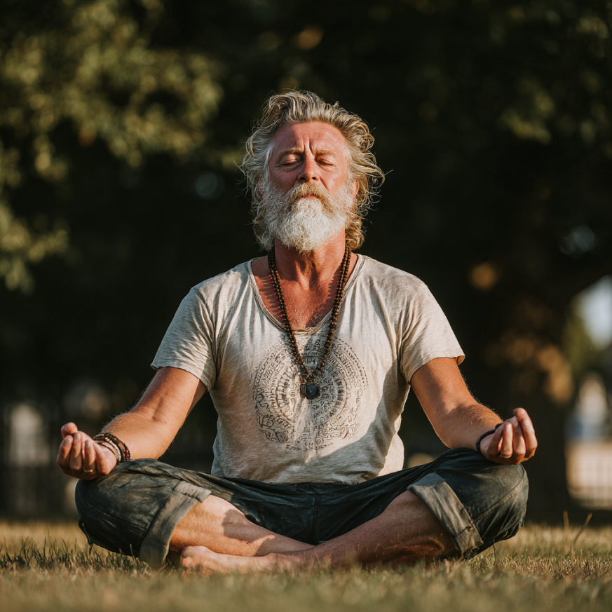 Група людей похилого віку демонструє гнучкість та радість під час заняття йогою